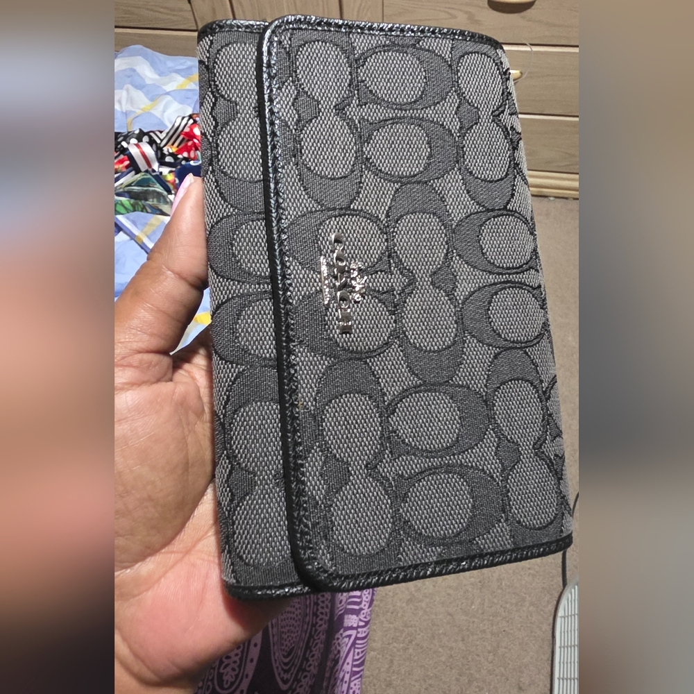 Gray And Black Coach Wallet